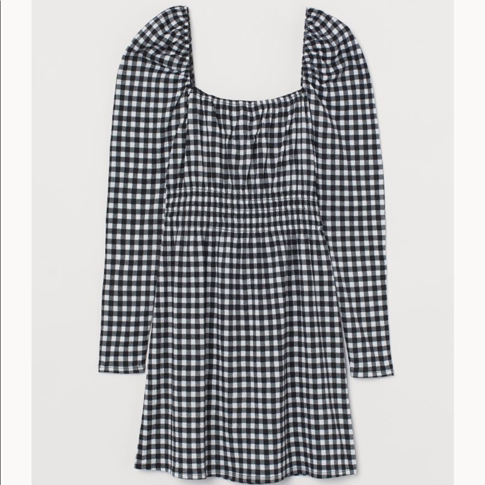 NWT Short Puff-Sleeved Gingham Dress